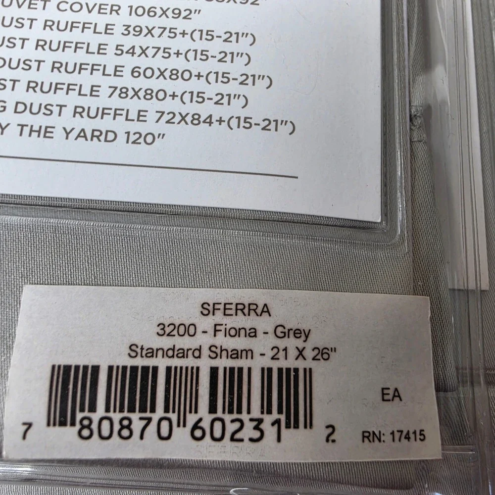 SFERRA Fiona 3200 Twin Duvet Cover with Standard Pillow Sham Gray Made in Italy‎